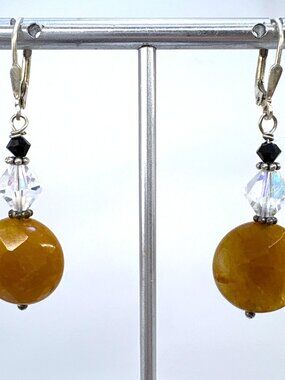 VTG Sterling Silver 925 Multi-Gemstone Leverback Dangle Earrings Size 2" Length